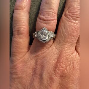 Sterling Wedding Ring Teardrop Baguette CZ Size 6.25 Beautiful